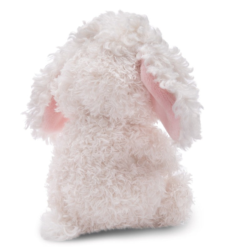 NICI Kuscheltier schlafender Pudel im Körbchen - 12 cm/weiß