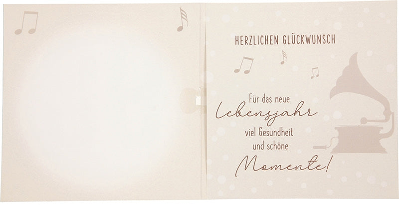 Musikkarte 90. Geburtstag / grau