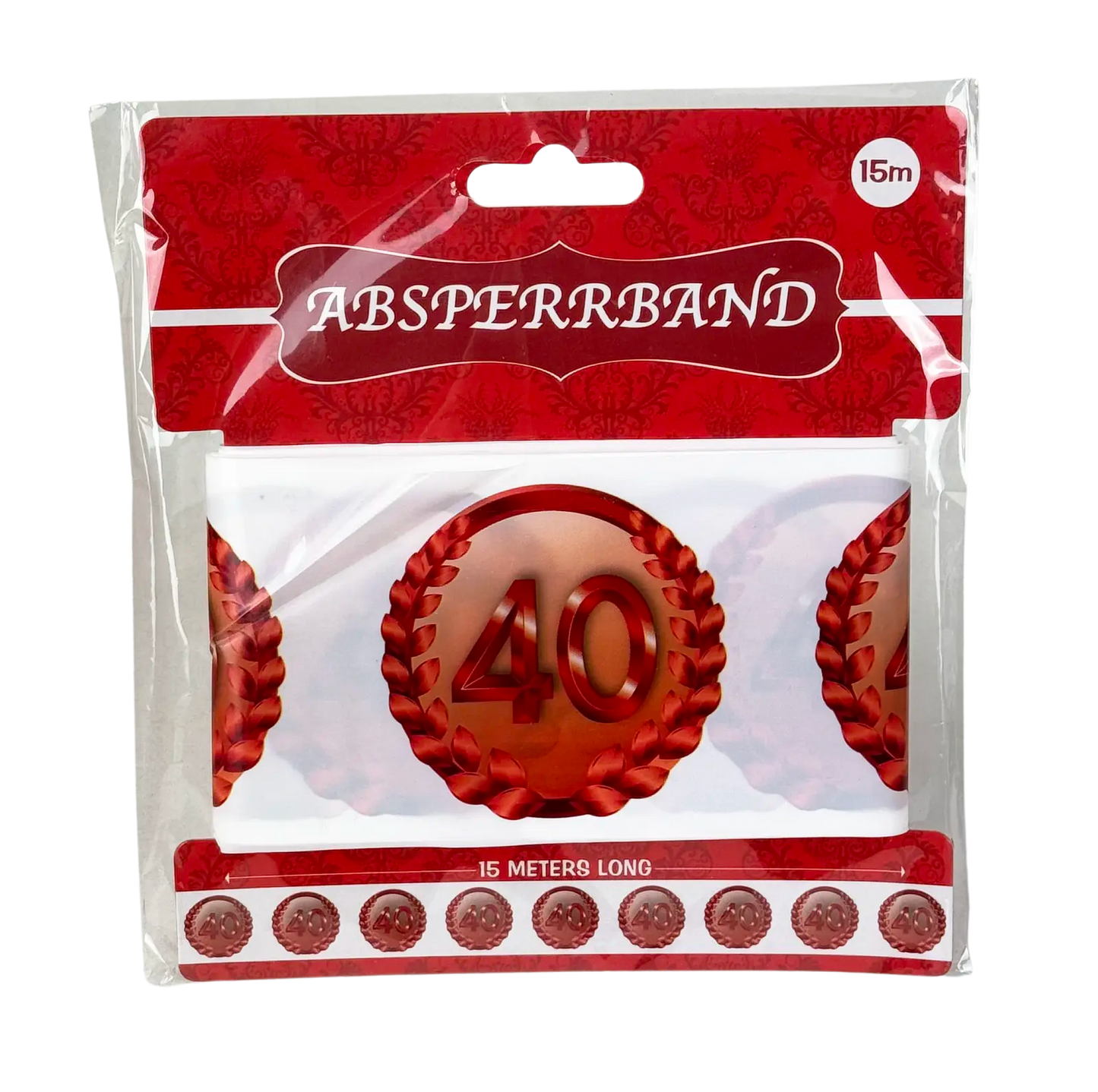Absperrband mit Zahl "40" in Rot