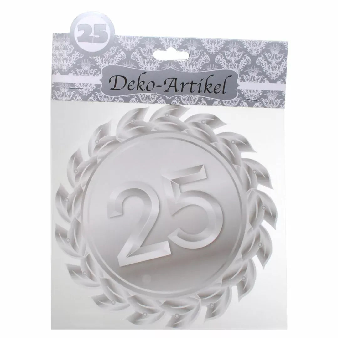 Schild zum 25. Jubiläum in Silber