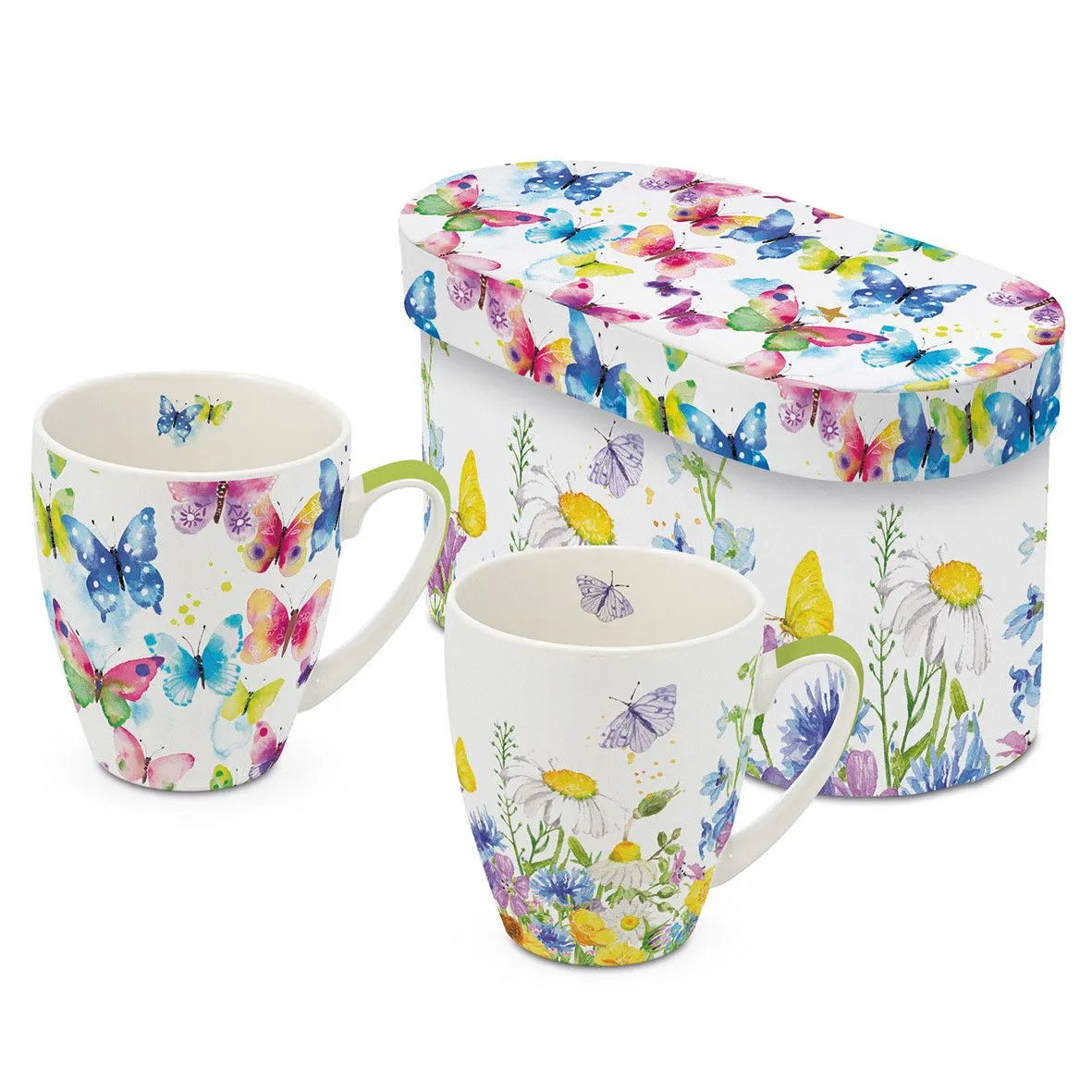 ppd Tassen-Set "Butterfly and Flowers" in Geschenkbox