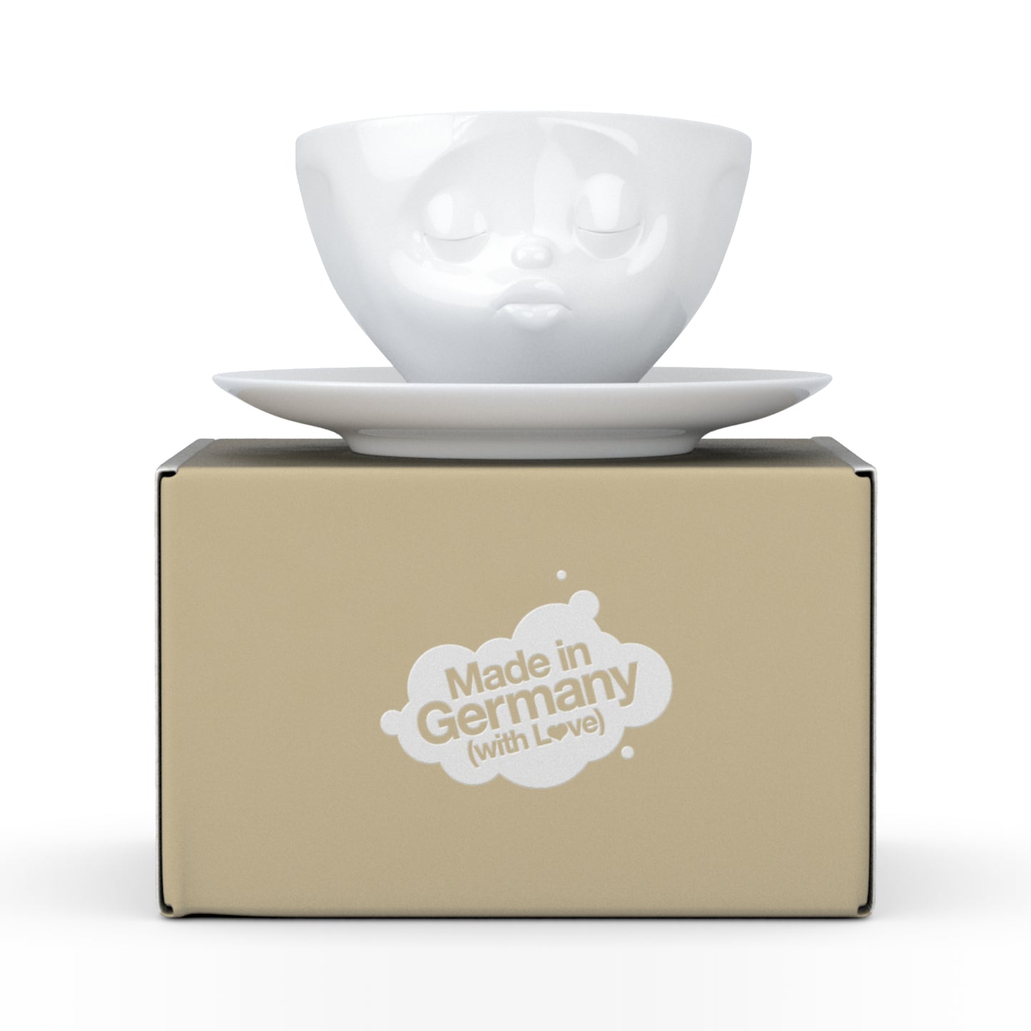 FiftyEight Kaffeetasse "Küssend", Front mit Kartonage