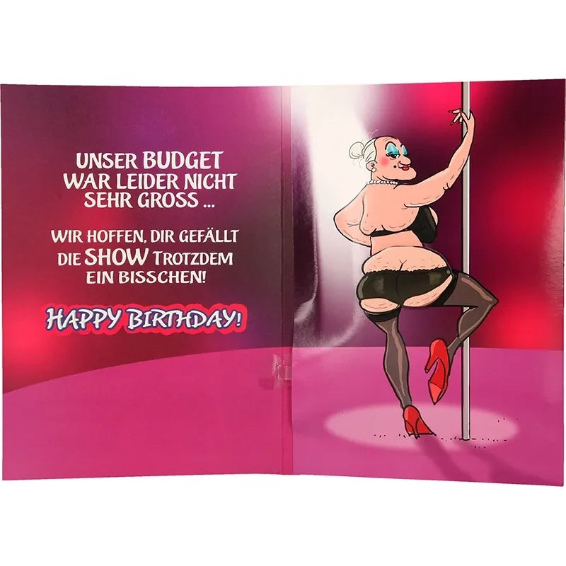 Musikkarte mit Überraschung "Stripperin zum Geburtstag"