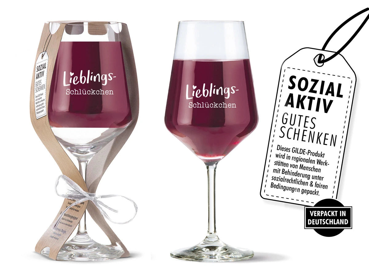 Weinglas mit Spruch „Lieblingsschlückchen“