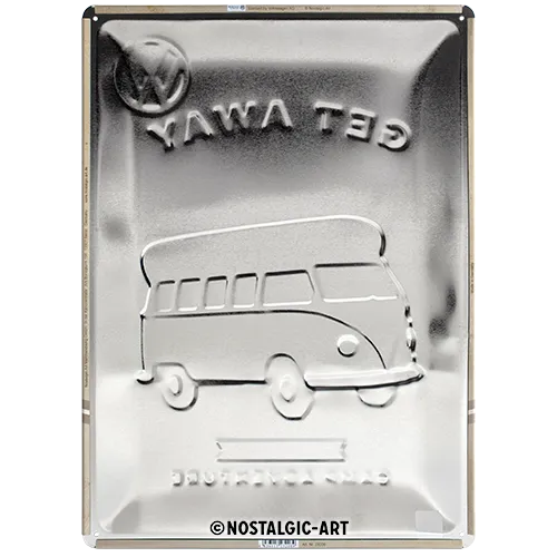 Nostalgic-Art Blechschild VW Bulli Get Away, 30x40 cm, Rückseite