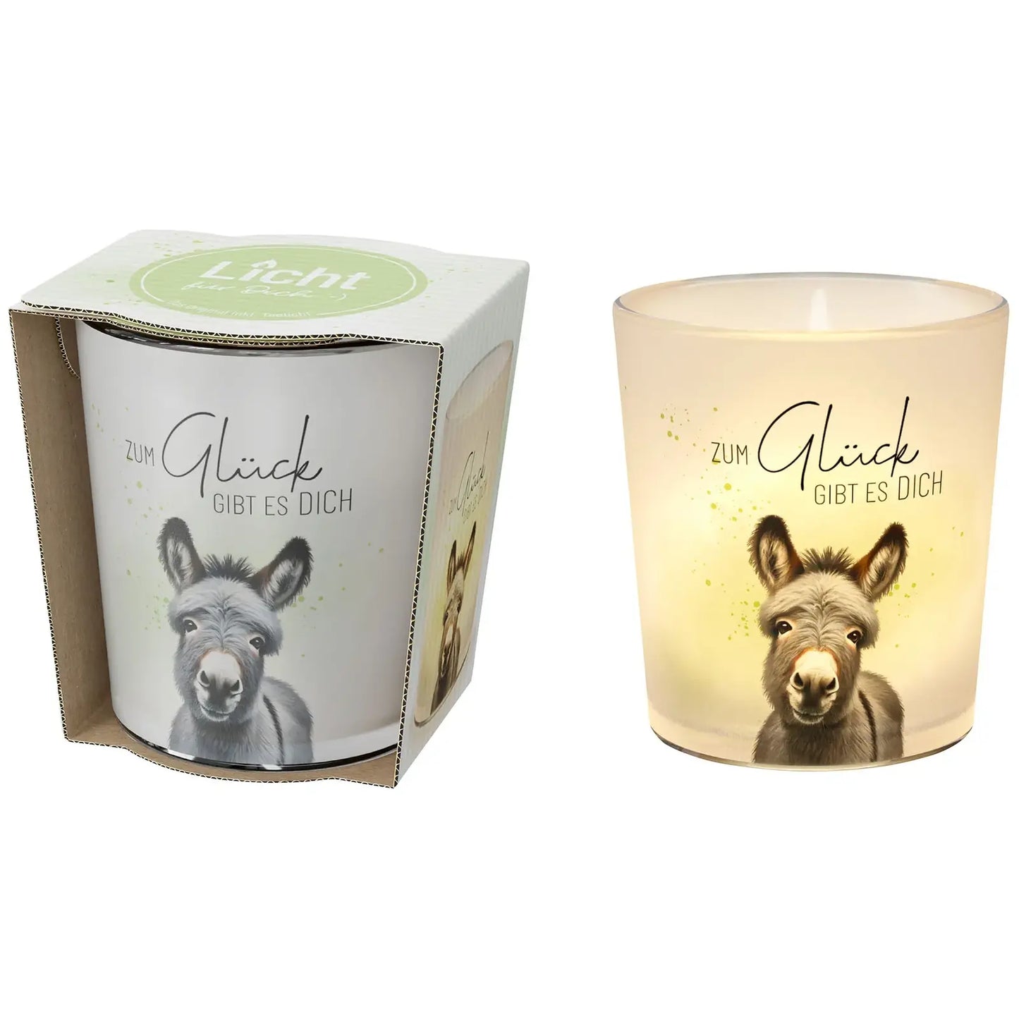 Geschenk für Dich - Windlicht "Esel" - Zum Glück gibt es Dich