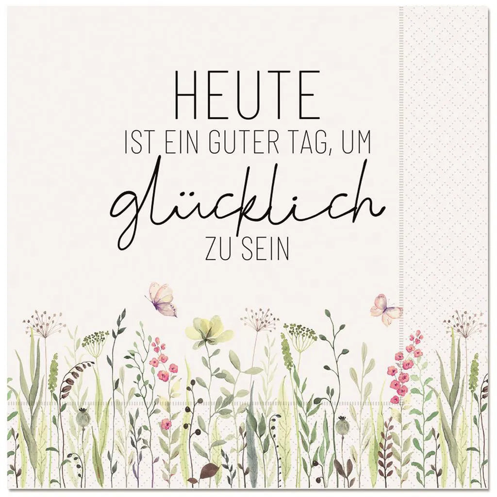 Geschenk für Dich - Servietten "Wiese" - Heute ist ein guter Tag, 33x33cm