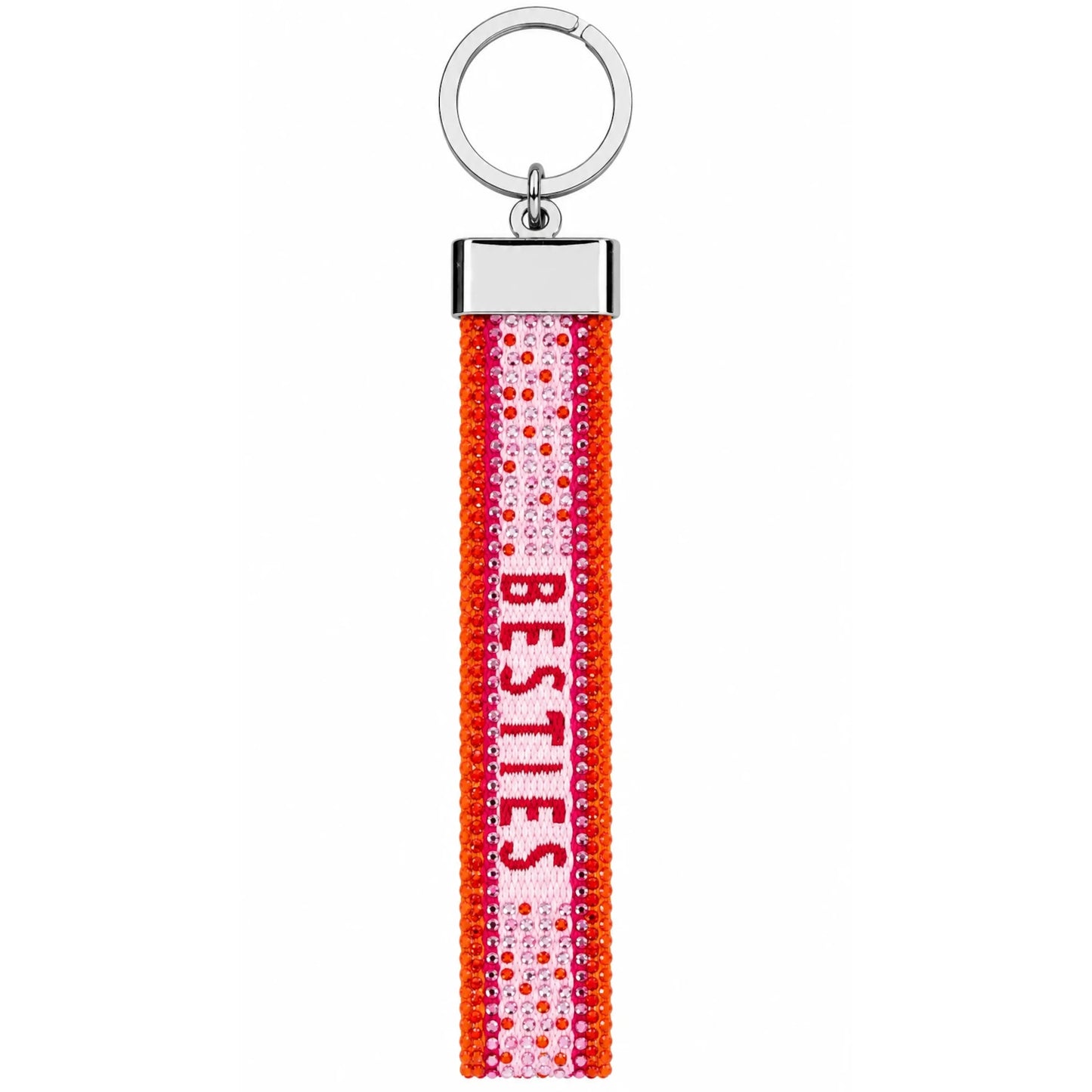 Canvas-Schlüsselanhänger „Besties" mit Glitzersteinchen