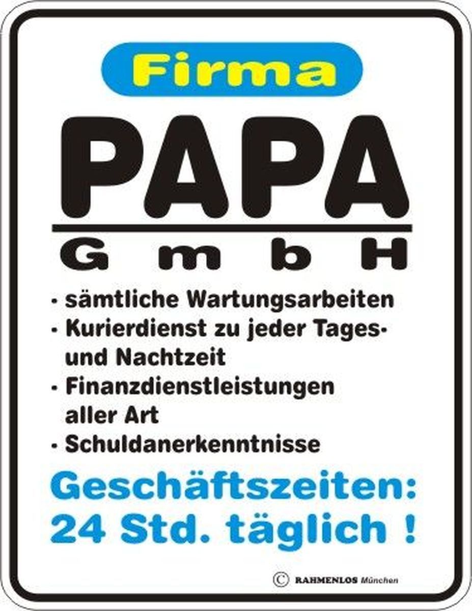RAHMENLOS® Blechschild "Papa GmbH""