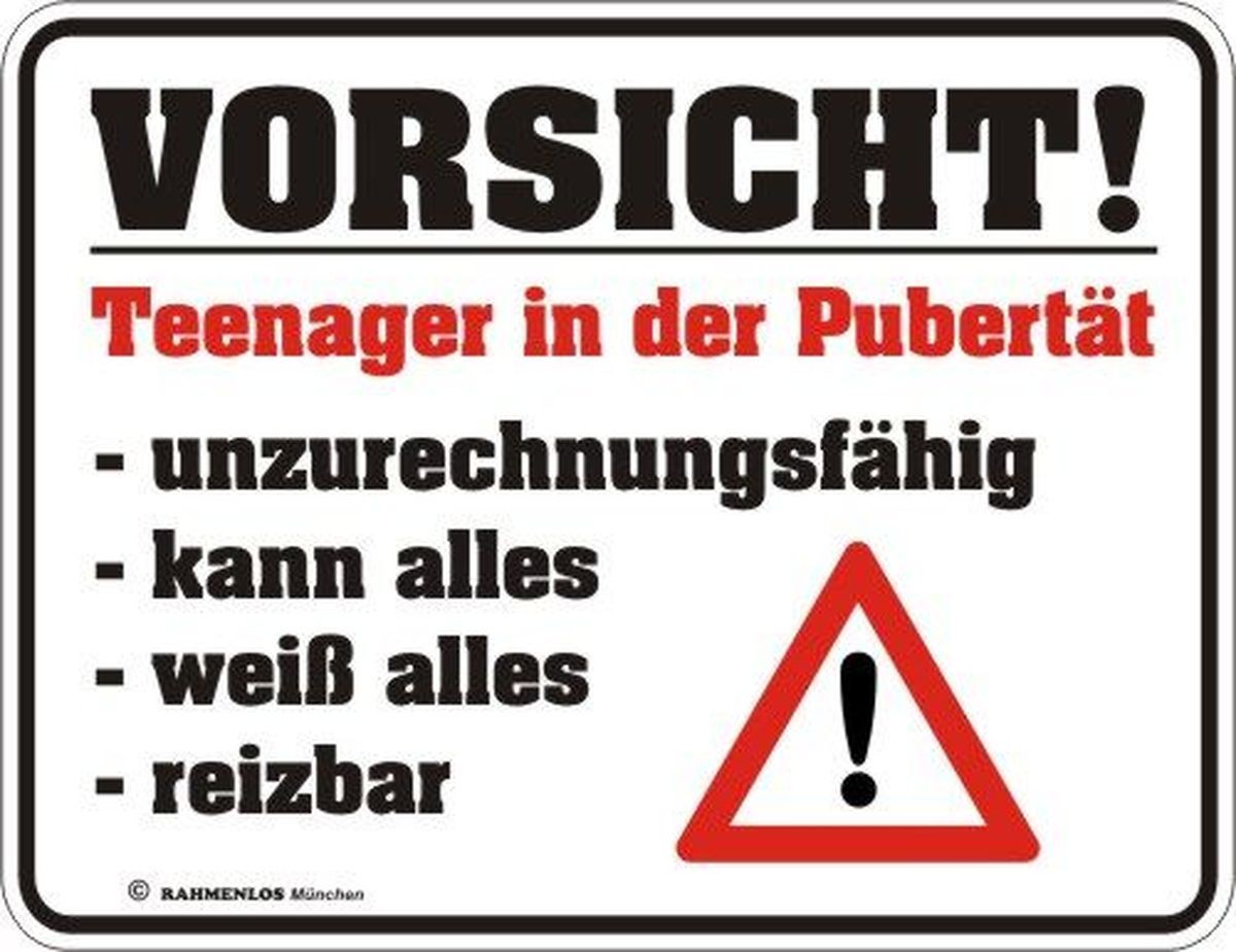 RAHMENLOS® Blechschild "Teenager in der Pubertät"