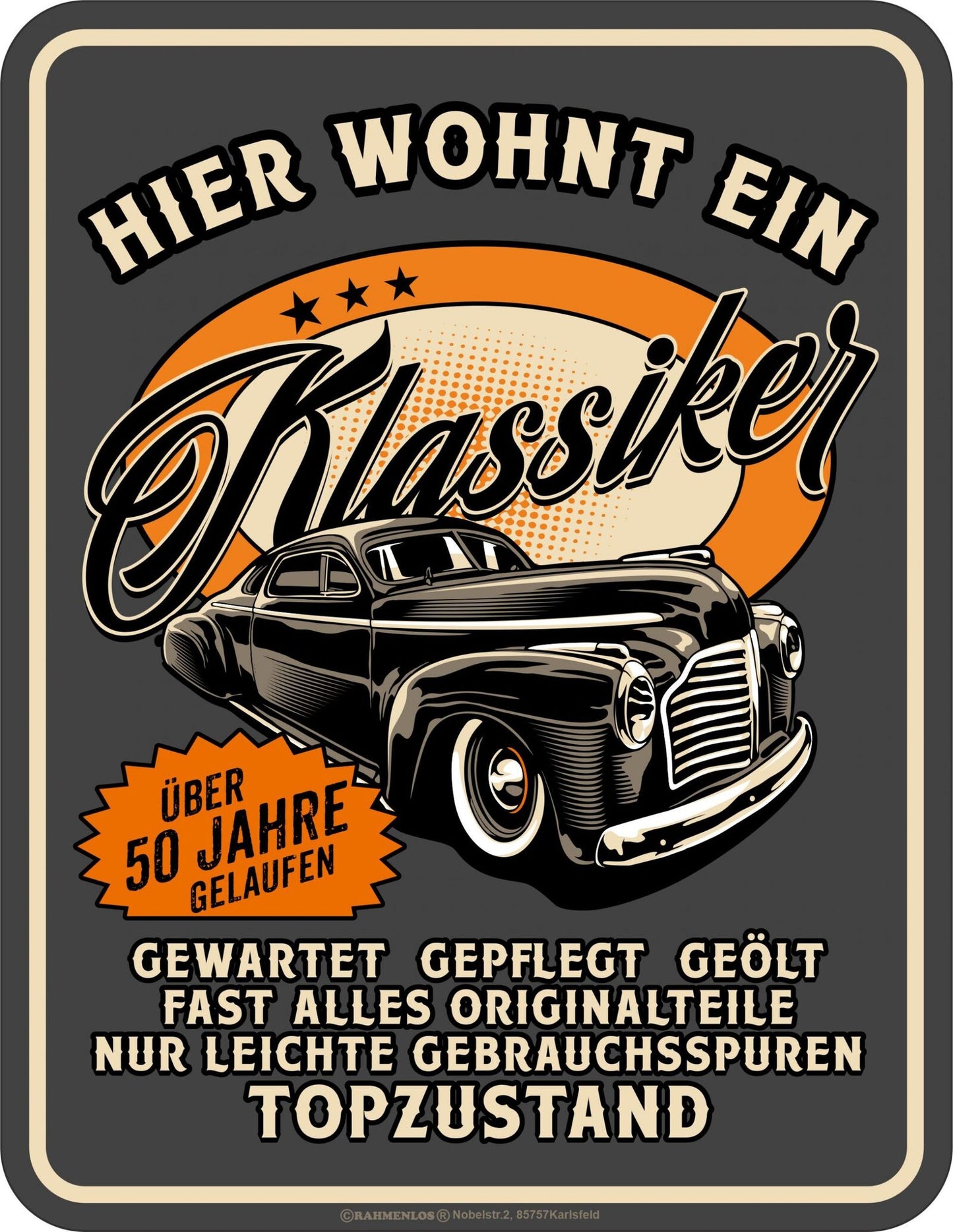 RAHMENLOS® Blechschild "Klassiker" - 50 Jahre