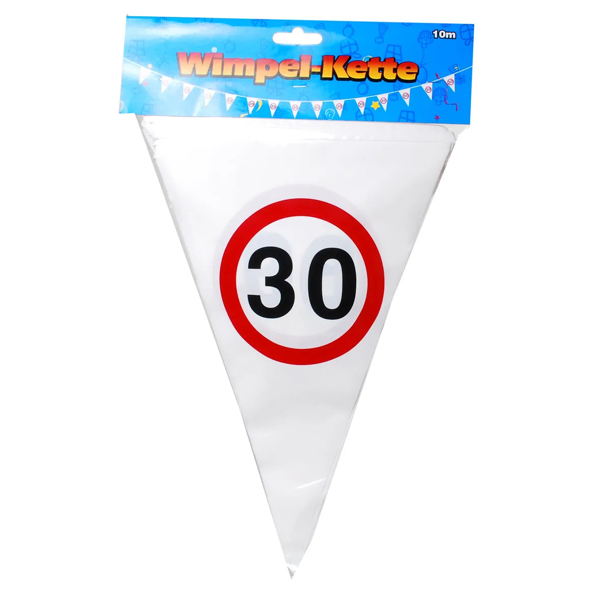 Wimpel-Girlande zum 30. Geburtstag "Verkehrsschild"