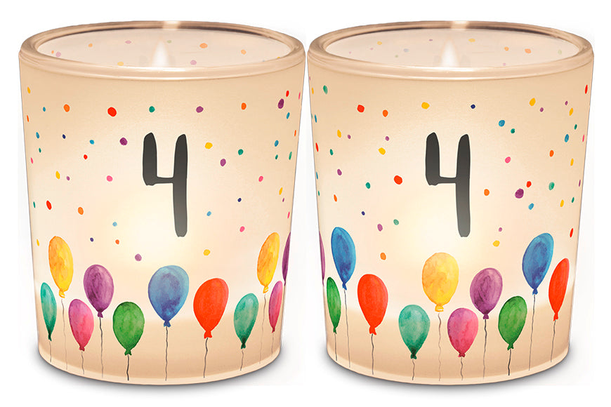 Geschenk für dich :-) - Zahlen-Windlicht "4" inkl. Teelicht