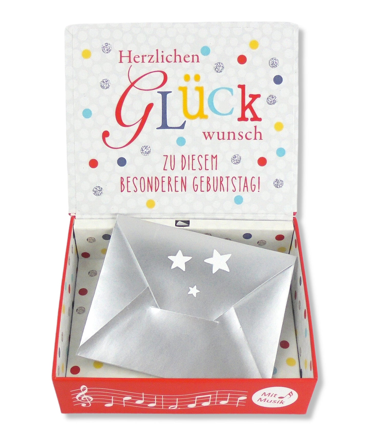 Soundbox zum 60. Geburtstag "Happy Birthday", Aufgeklappt