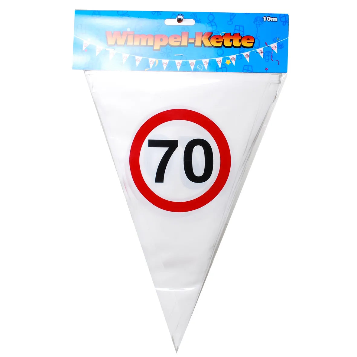 Wimpel-Girlande zum 70. Geburtstag "Verkehrsschild"