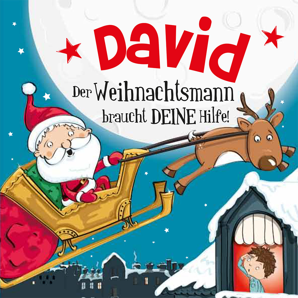 Weihnachtsgeschichte mit Namen für David - der Weihnachtsmann braucht deine Hilfe!