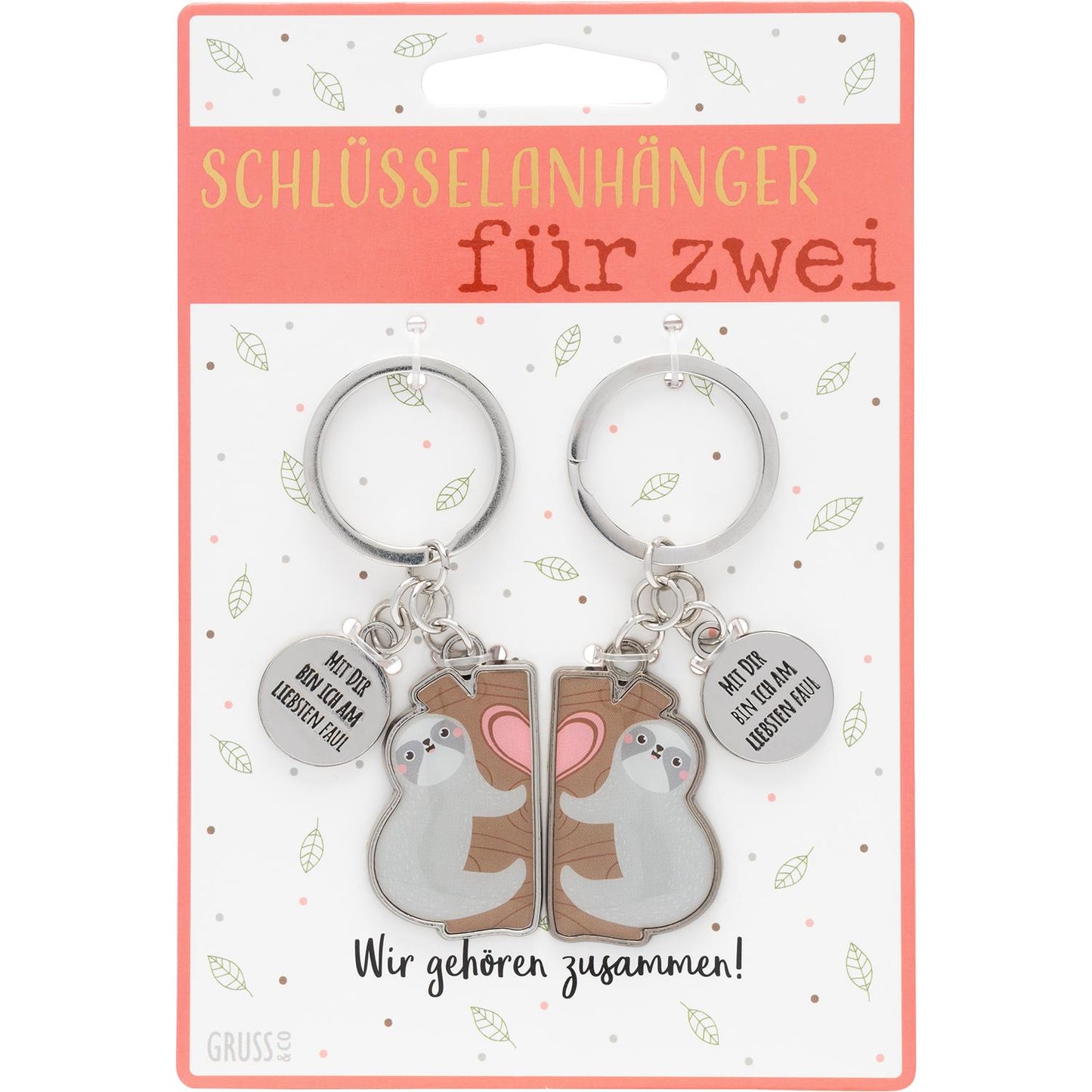 Sheepworld Schlüsselanhänger für Zwei “Mit Dir bin ich am liebsten faul”