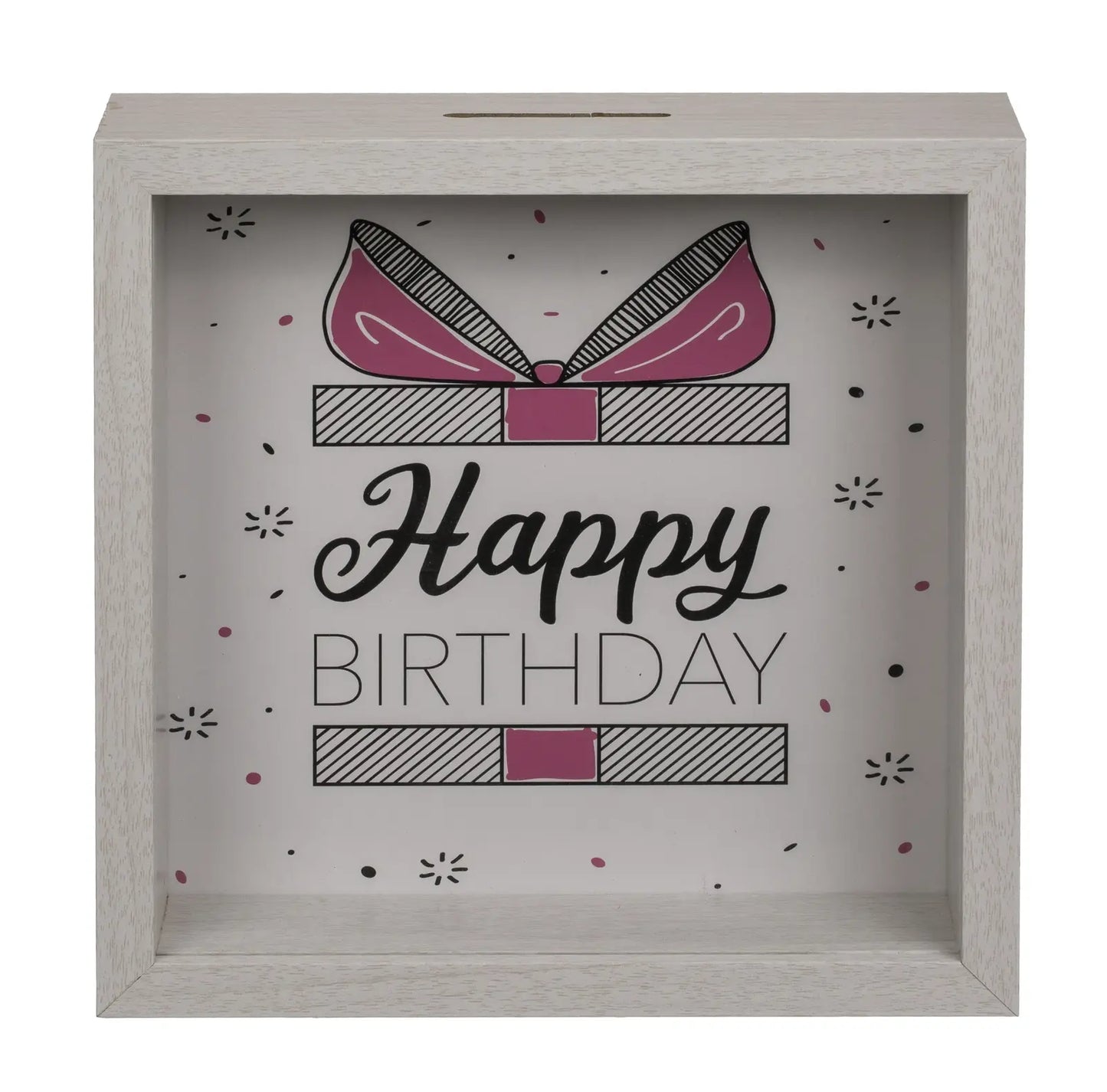Spardose "Happy Birthday" mit Glasfront *