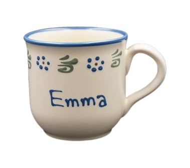 Handgemachte Tasse Ammerland mit Wunschnamen/Wunschtext in blauer Schrift