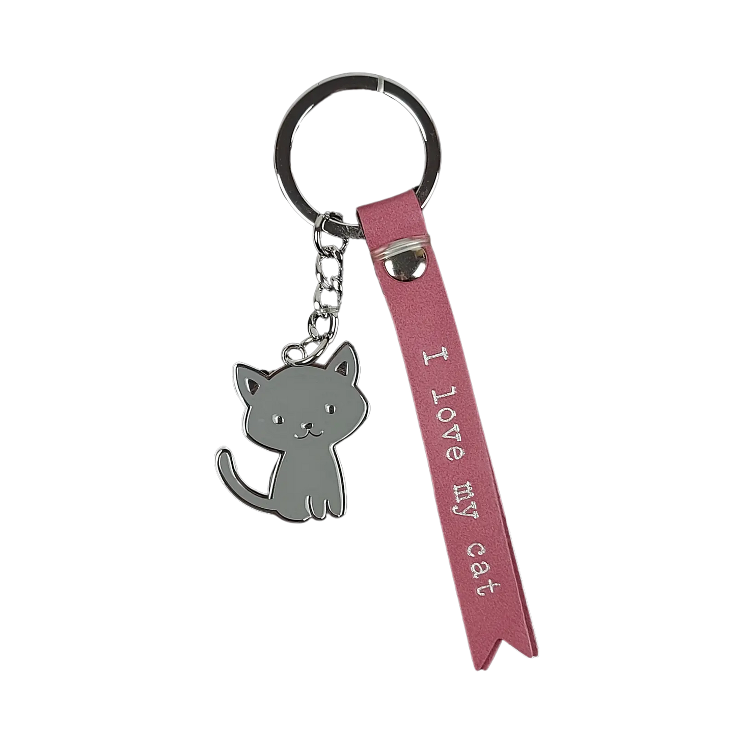 Fähnchen-Schlüsselanhänger "I love my cat" mit Katze