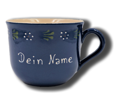 Handgemachte Jumbo-Tasse mit Wunschnamen/Wunschtext