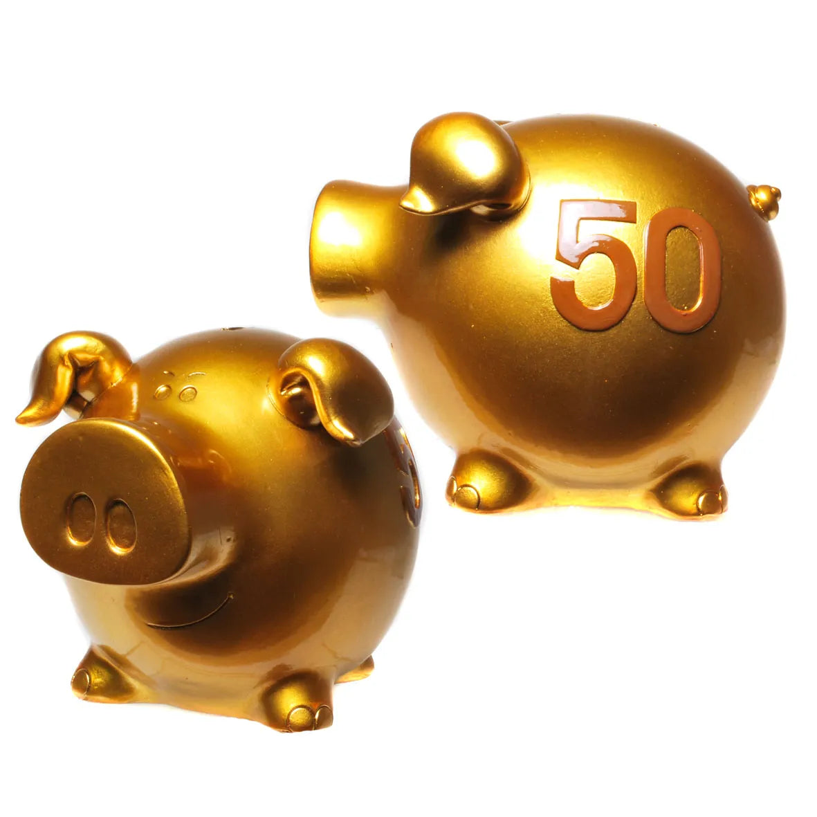 Sparschwein in Gold mit 50