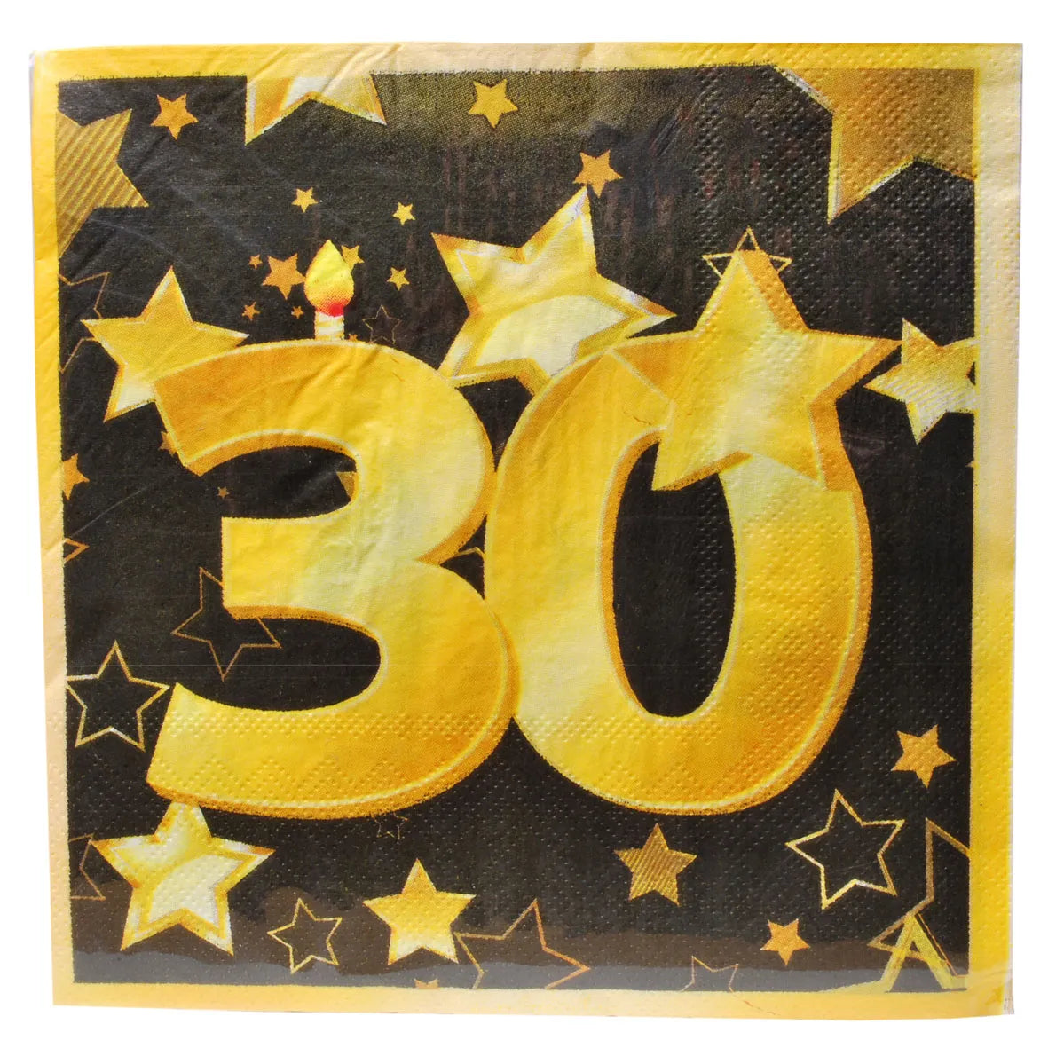 Servietten zum 30. Geburtstag "Sterne" in schwarz/gold