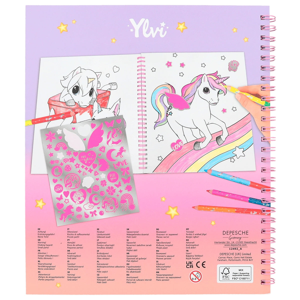 Ylvi Malbuch mit Einhorn Pailletten