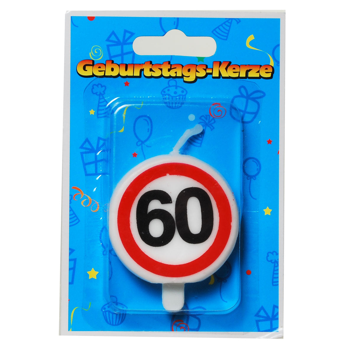 Tortenkerze zum 60. Geburtstag "Verkehrsschild"