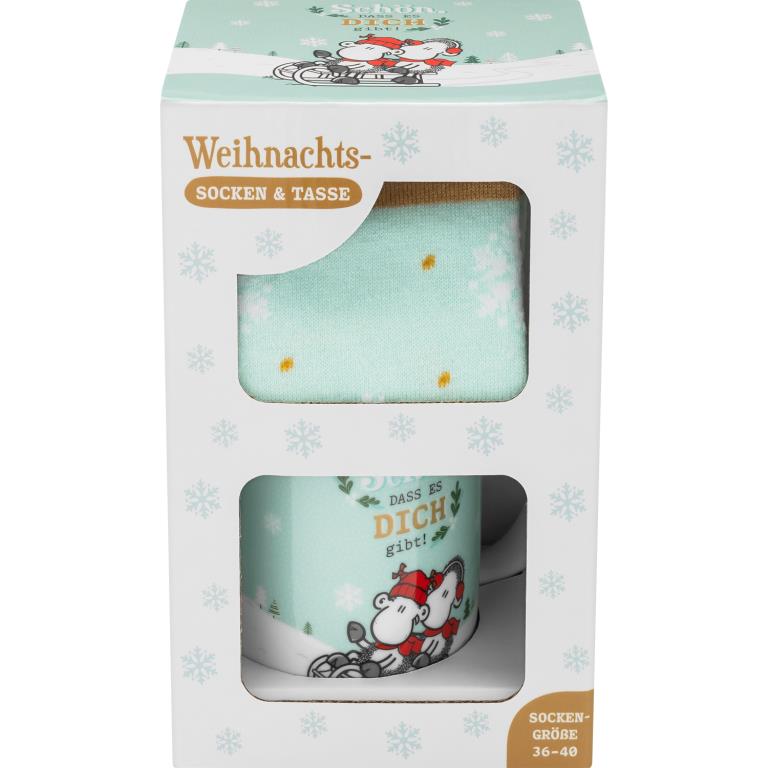 Sheepworld Tasse-Socken-Set "Schön, dass es Dich gibt!"