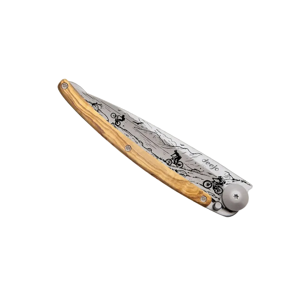 Deejo 37g - Taschenmesser mit Olivenholzgriff - Mountainbike