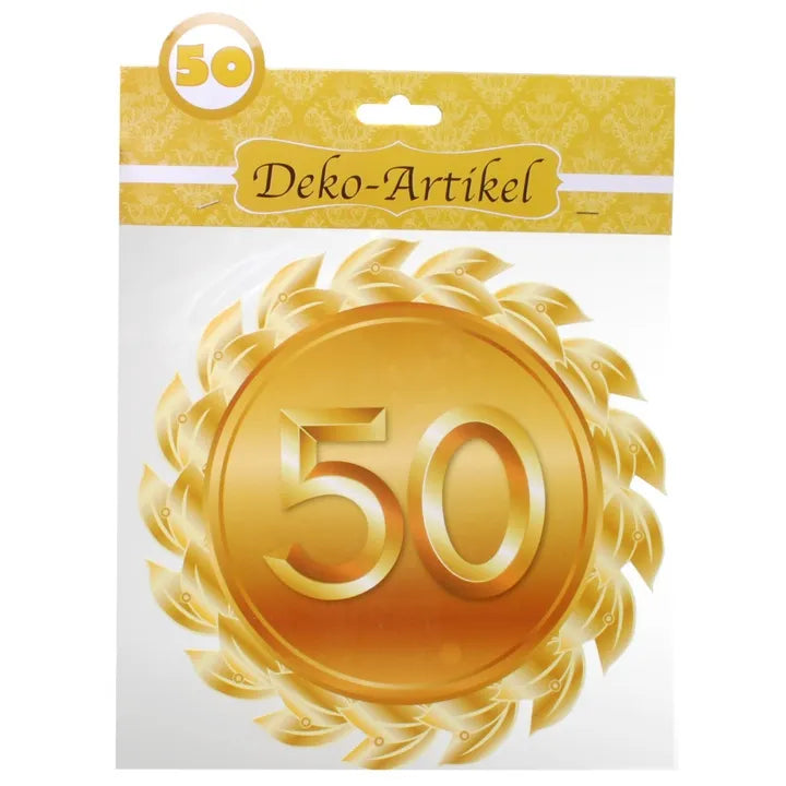 Schild zum 50. Jubiläum in Gold