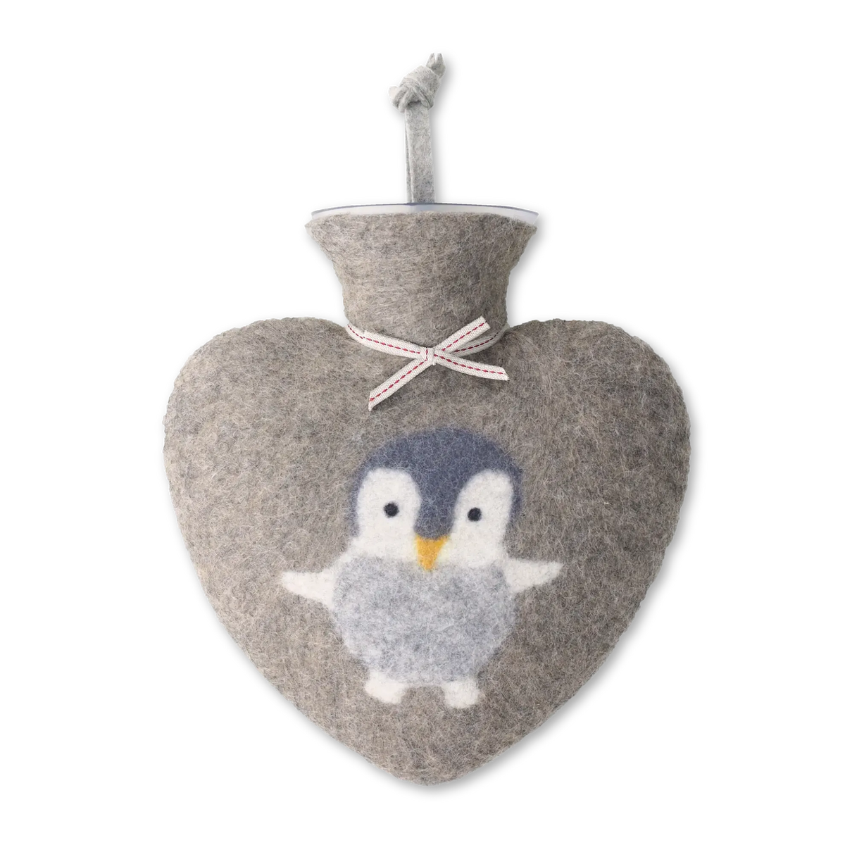 Herzwärmflasche "Pinguin" aus Merinowolle, 0,7l