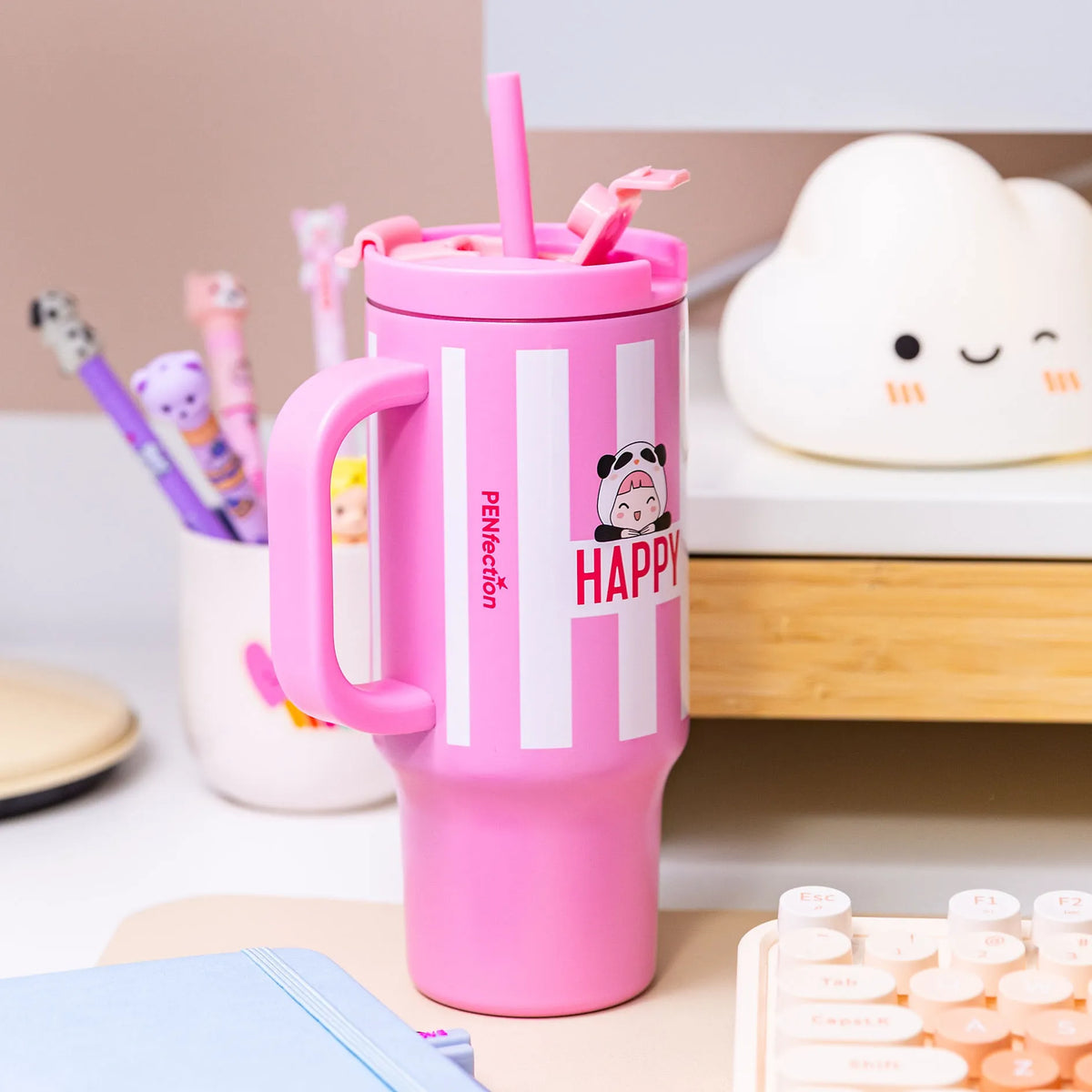 PENfection To Go Becher mit Strohhalm HAPPY