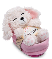 NICI Kuscheltier schlafender Pudel im Körbchen - 12 cm/weiß