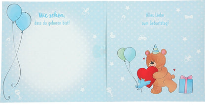 1. Geburtstag - Karte mit Musik / blau