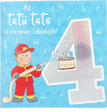 Musikkarte 4. Geburtstag / hellblau