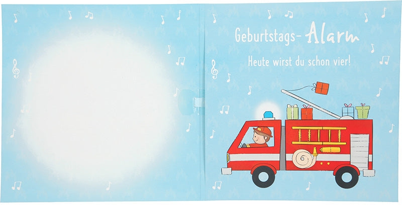 Musikkarte 4. Geburtstag / hellblau