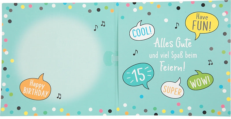 Musikkarte 15. Geburtstag / grau