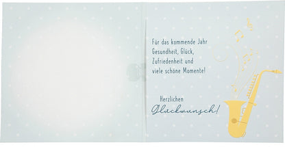 Musikkarte 80. Geburtstag / blaugrau