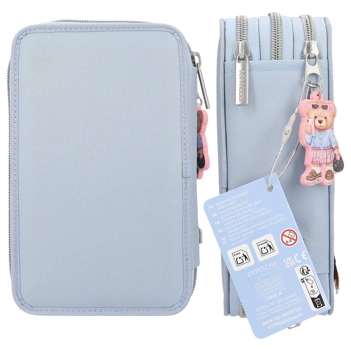 TOPModel 3 Fach Federtasche mit Applikation TEAM TEDDY