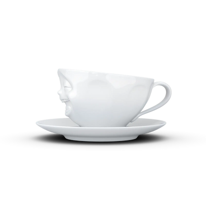 FiftyEight Kaffeetasse &amp; Unterteller "Lachend", Seitenansicht