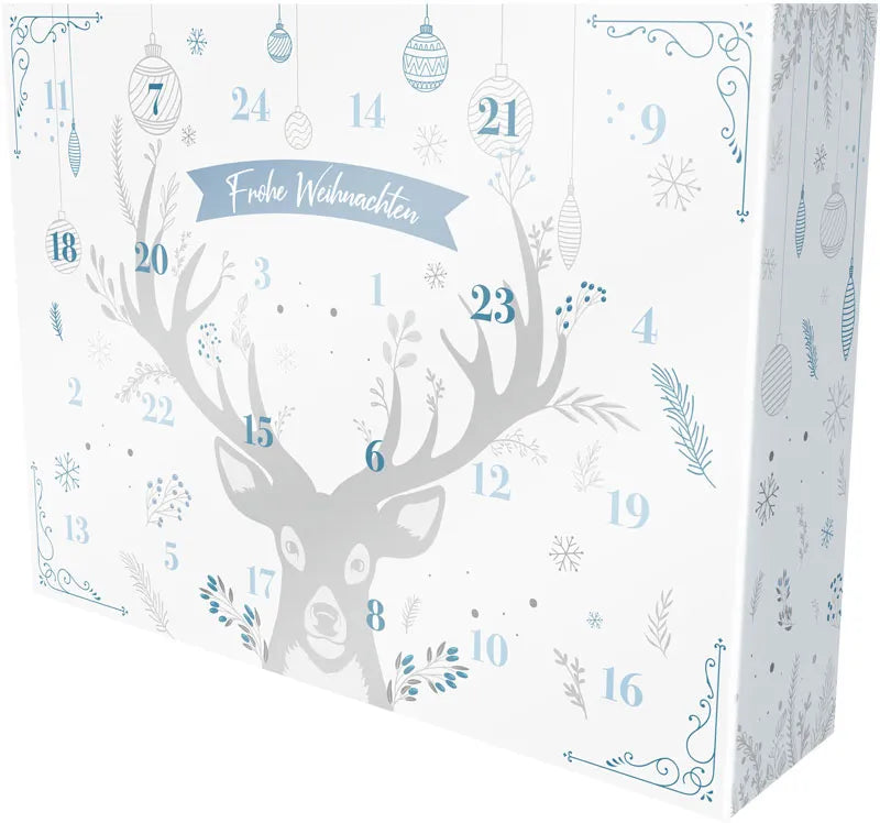 Adventskalender Hirsch zum Selbstbefüllen in blau
