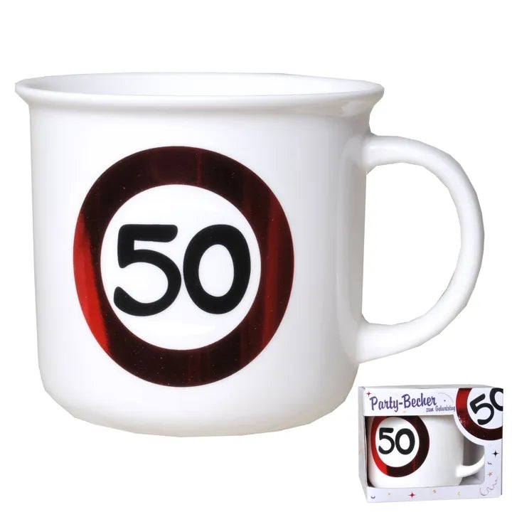 Party-Becher zum 50. Geburtstag "Verkehrsschild"