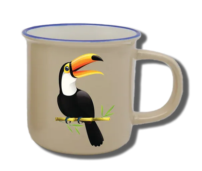 Handgemachte Tasse "Tukan" mit Wunschname