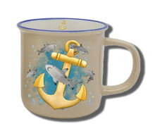Handgemachte Tasse "Anker & Hai" mit Wunschname