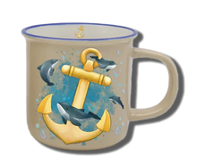 Handgemachte Tasse "Anker & Wal" mit Wunschname