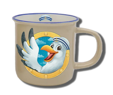 Handgemachte Tasse "Bullauge & Möwe" mit Wunschname