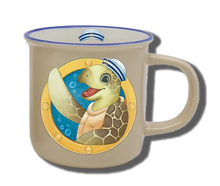 Handgemachte Tasse "Bullauge & Schildkröte" mit Wunschname