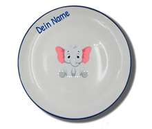 Handgemachter Teller (Ø 20cm) "Elefant" Natur mit Wunschname